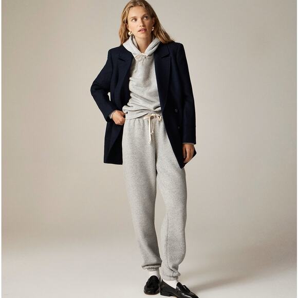J.Crew Heritage Fleece Jogger Sweatpants SZ M Heather Gray Elastic Waist Stretch - Picture 1 of 7